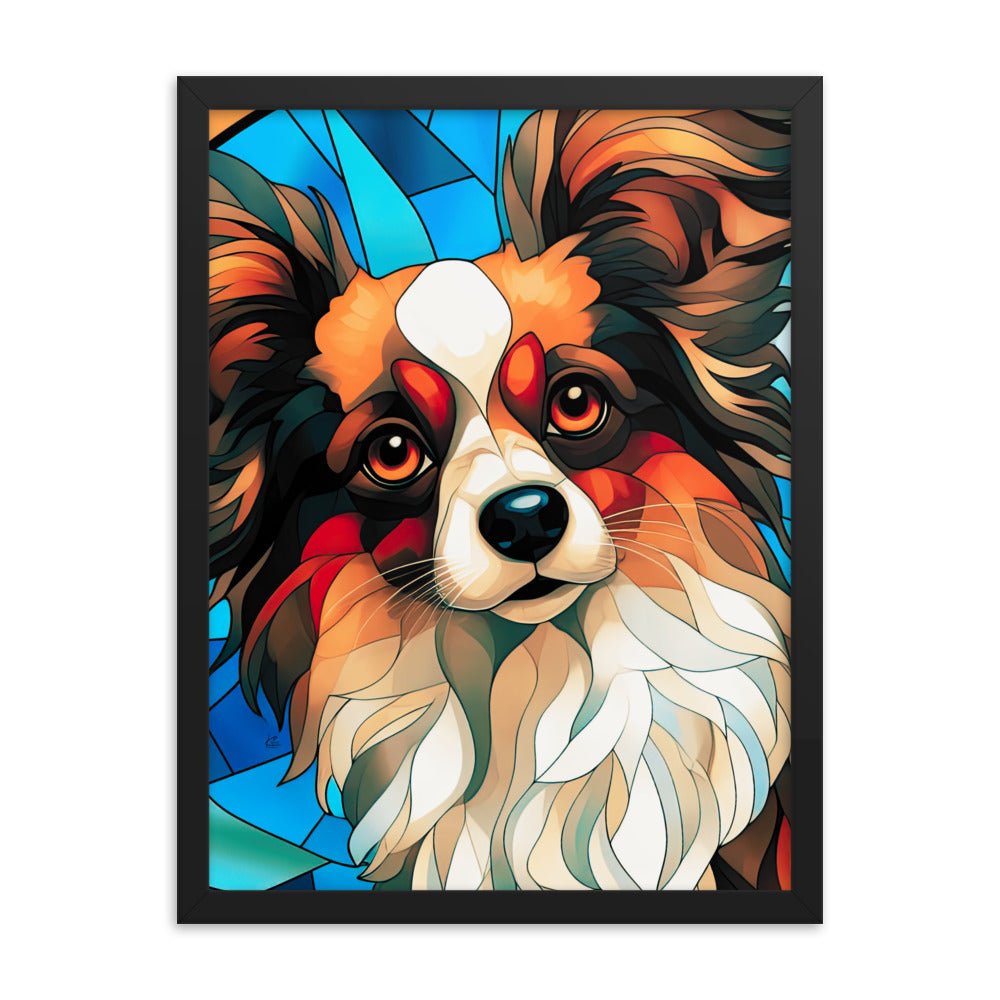 Papillon Stained Glass Look Framed poster