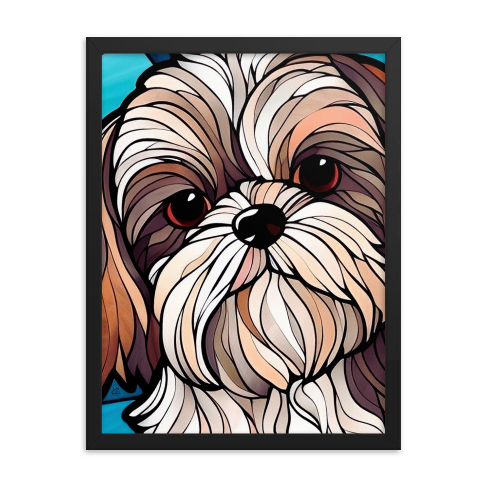 Shih Tzu Stained Glass Look Framed poster