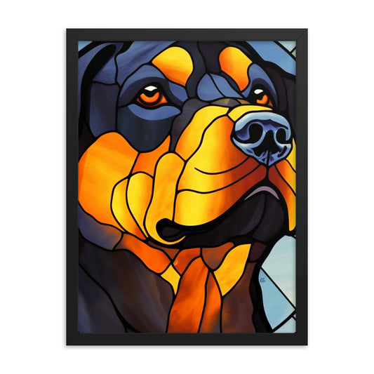 Rottweiler Stained Glass Look Framed poster