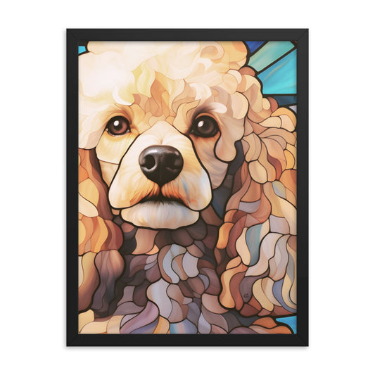 Poodle Stained Glass Look Framed poster