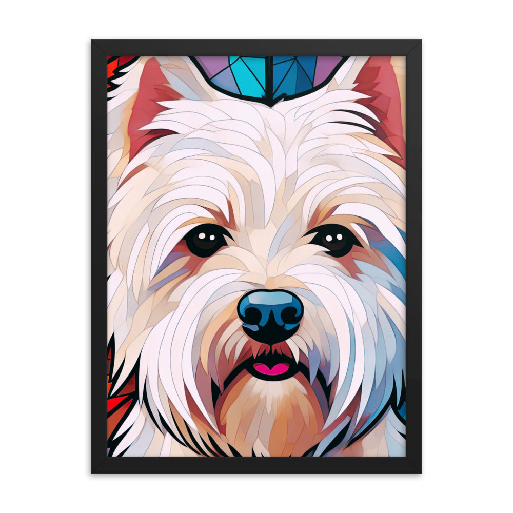 West Highland Terrier Stained Glass Look Westie Framed poster