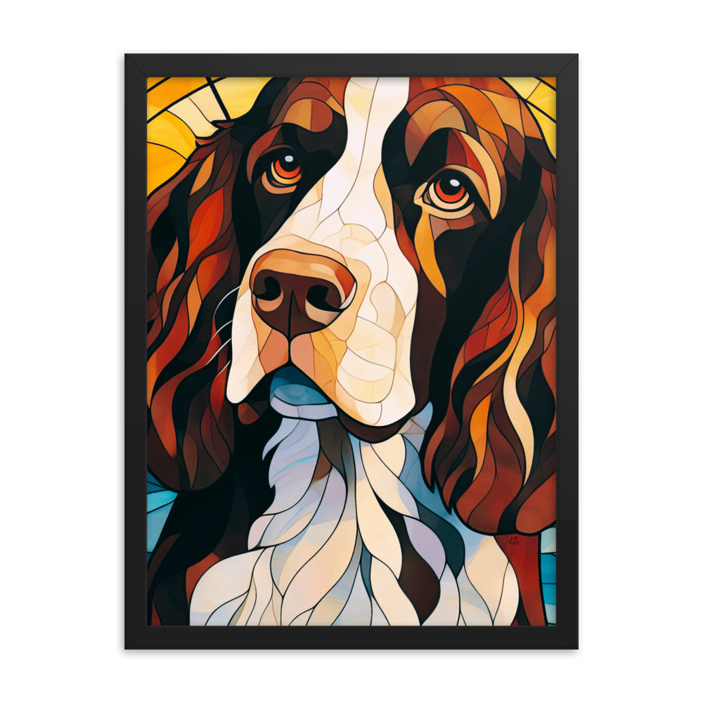 English Springer Spaniel Stained Glass Look Framed poster