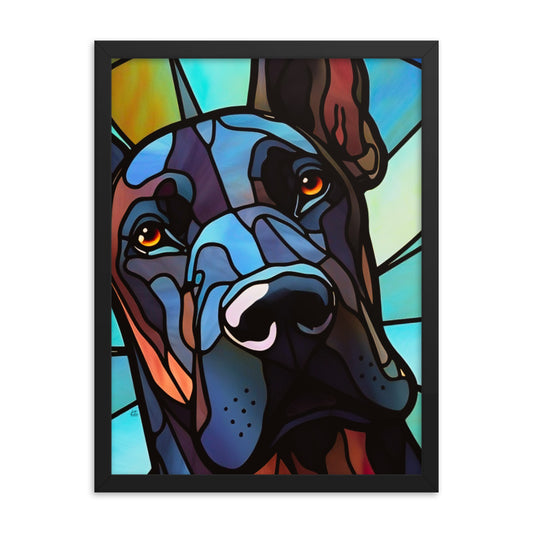 Great Dane Stained Glass Look Framed poster