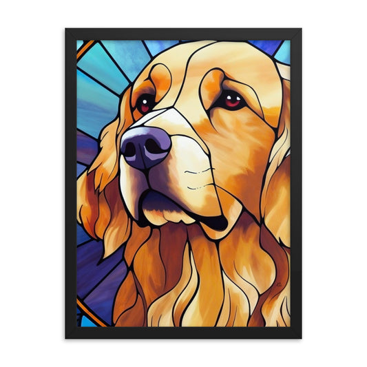 Golden Retriever Stained Glass Look Framed poster