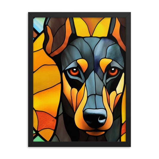 Doberman Pinscher Stained Glass Look Framed poster