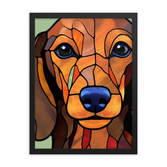 Dachshund Stained Glass Look Framed poster