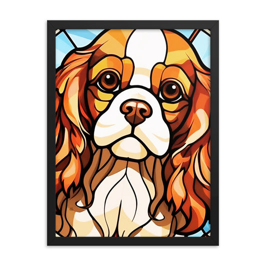 Cavalier King Charles Stained Glass Look Framed poster