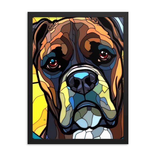 Boxer Stained Glass Look Framed poster