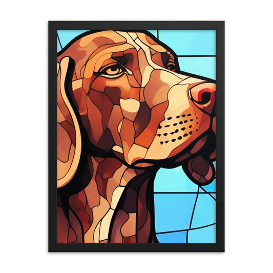 Pointer Stained Glass Look Framed poster