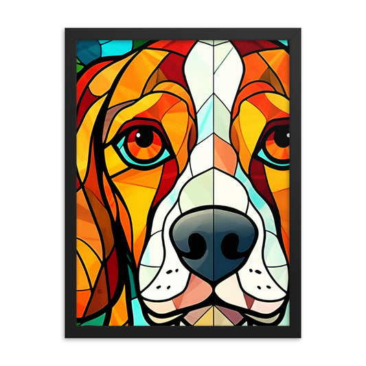 Beagle Stained Glass Look Framed poster