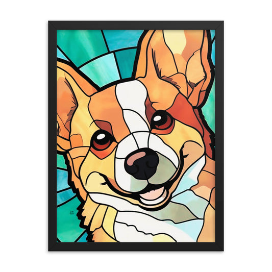 Corgi Stained Glass Look Framed poster