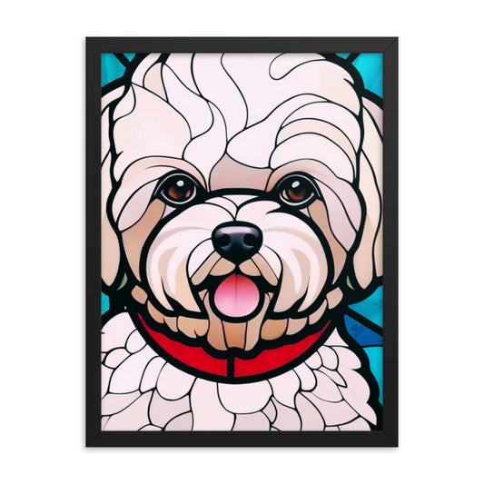 Bichon Frise Stained Glass Look Framed poster