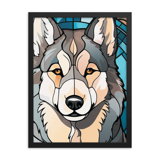 Siberian Husky Stained Glass Look Framed poster