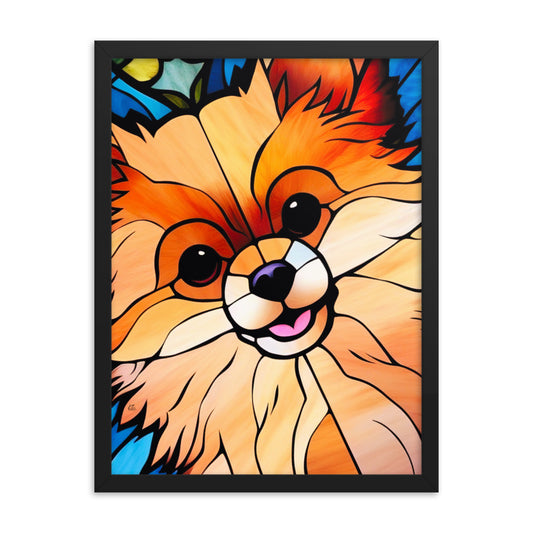 Pomeranian Stained Glass Look Framed poster