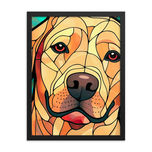 Labrador Stained Glass Look Framed poster