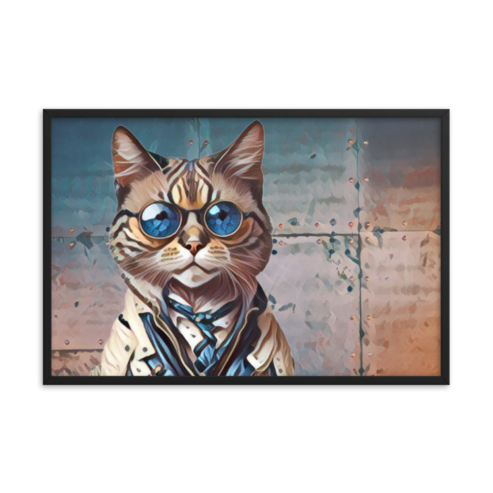 Clayton Steampunk Cat Framed poster