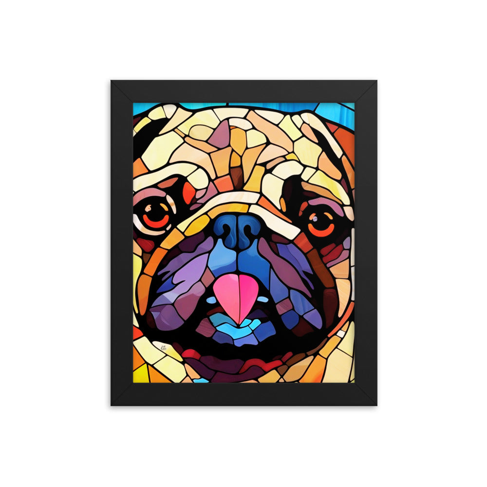 Pug Stained Glass Look Framed poster