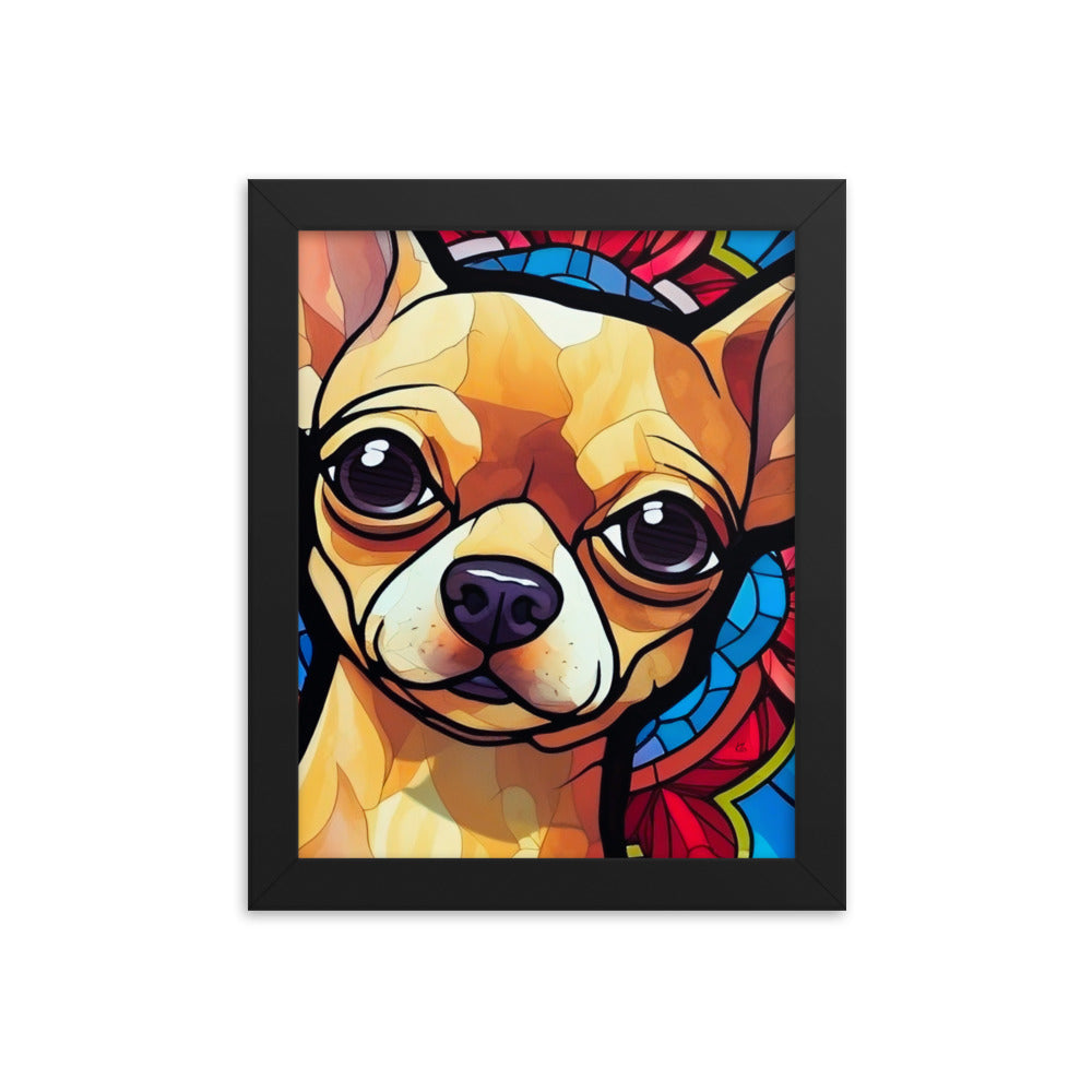 Chihuahua Stained Glass Look Framed poster