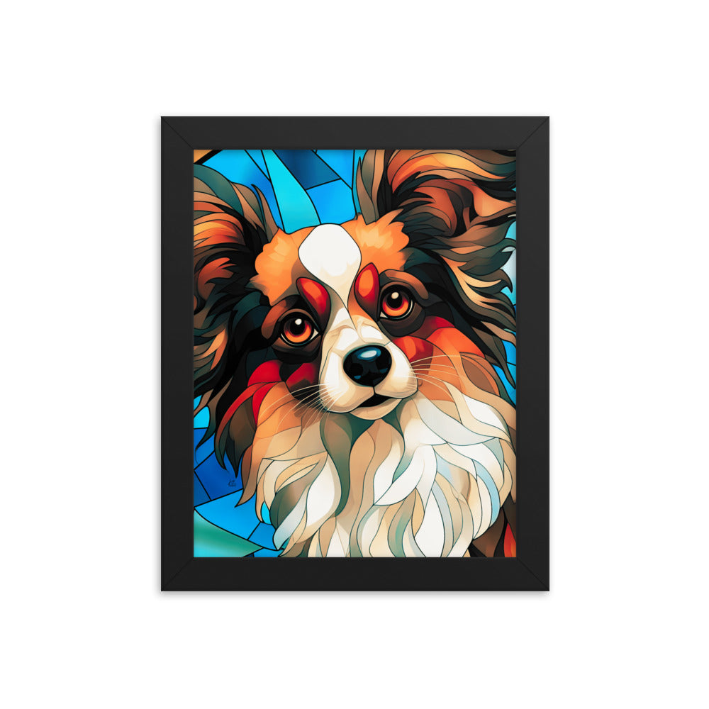 Papillon Stained Glass Look Framed poster