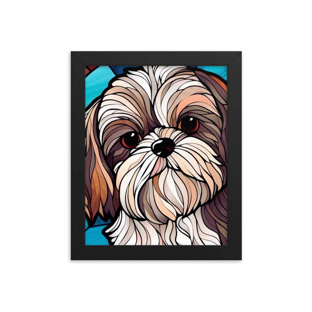 Shih Tzu Stained Glass Look Framed poster