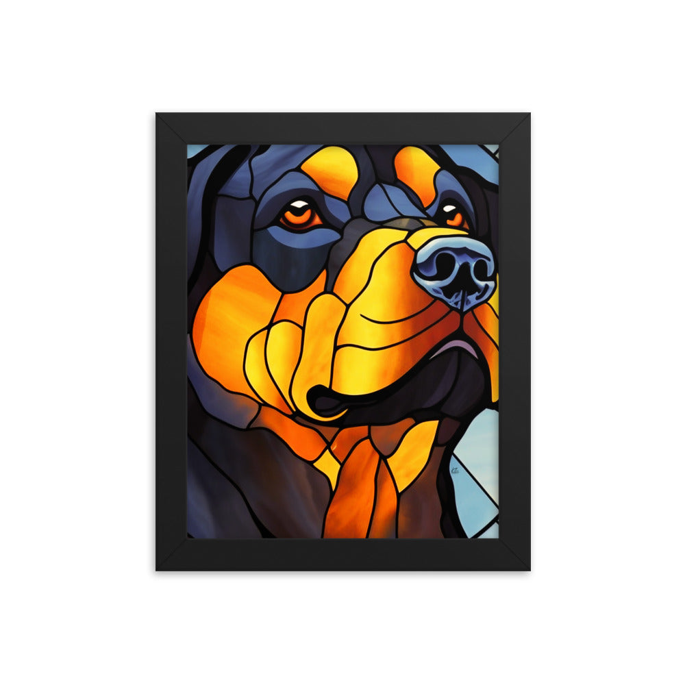 Rottweiler Stained Glass Look Framed poster