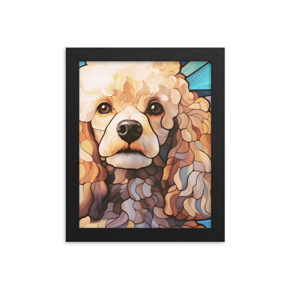 Poodle Stained Glass Look Framed poster