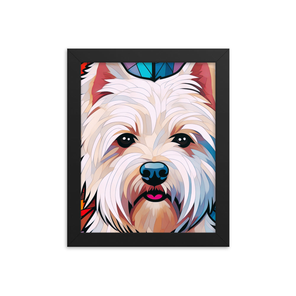 West Highland Terrier Stained Glass Look Westie Framed poster