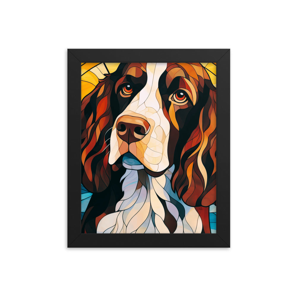 English Springer Spaniel Stained Glass Look Framed poster