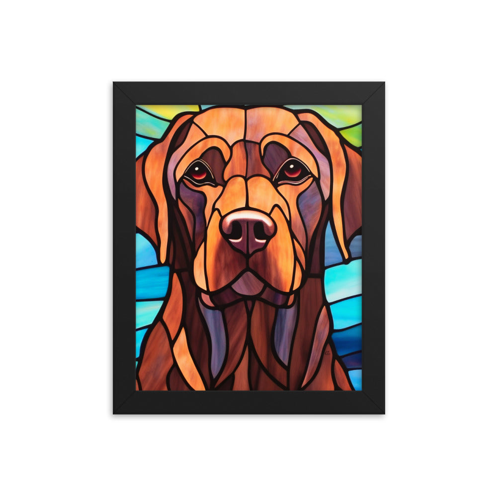 Chocolate Labrador Stained Glass Look Framed poster