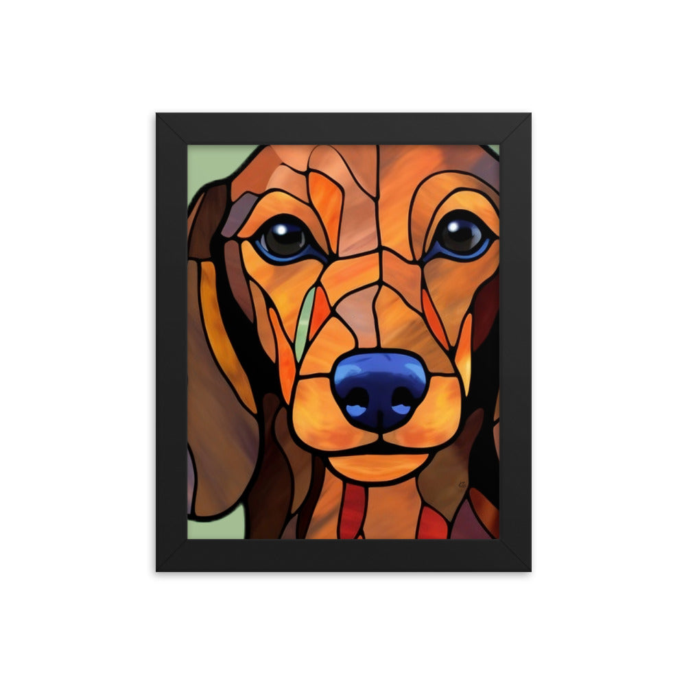 Dachshund Stained Glass Look Framed poster