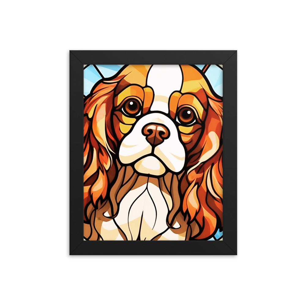 Cavalier King Charles Stained Glass Look Framed poster