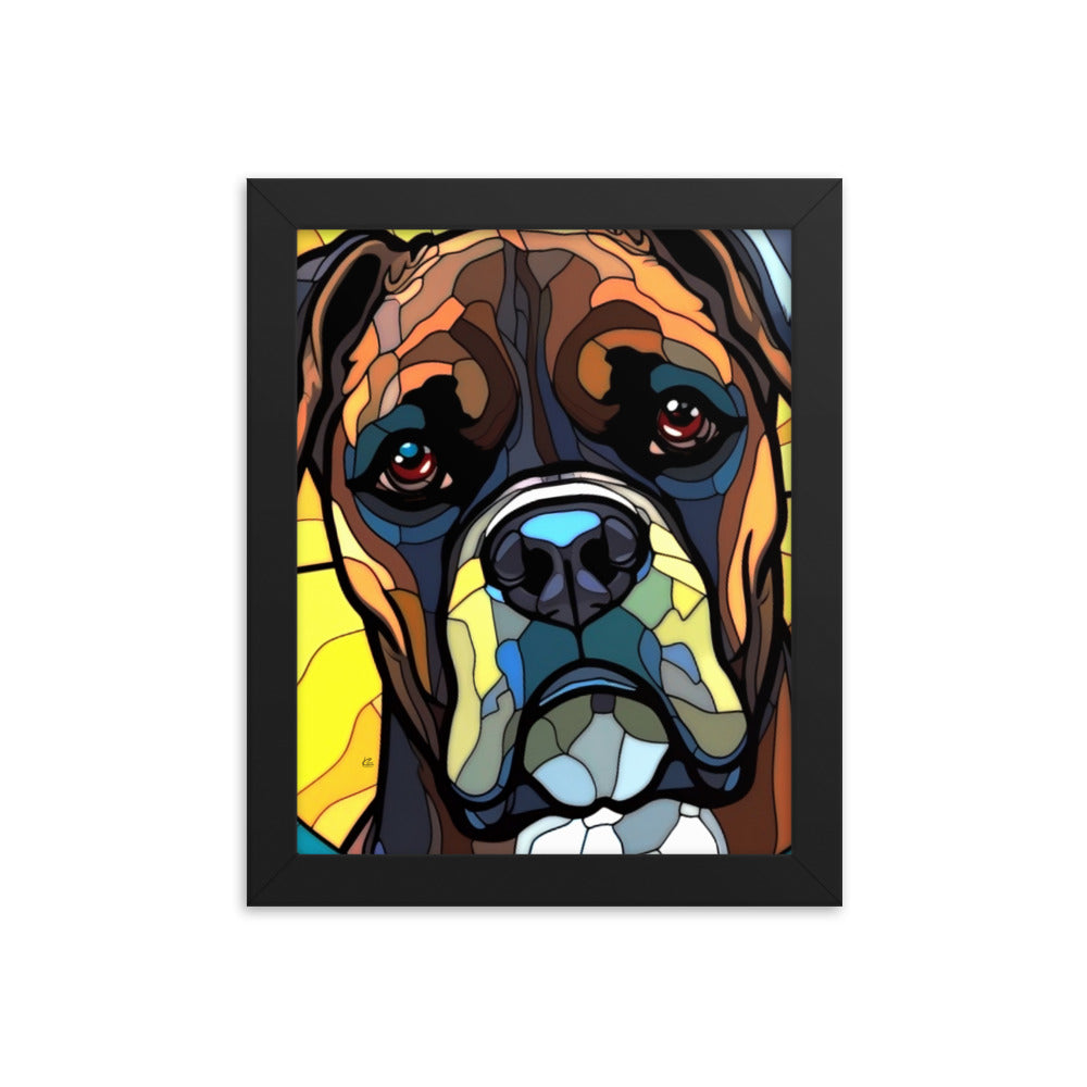 Boxer Stained Glass Look Framed poster