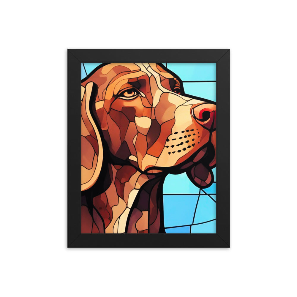 Pointer Stained Glass Look Framed poster