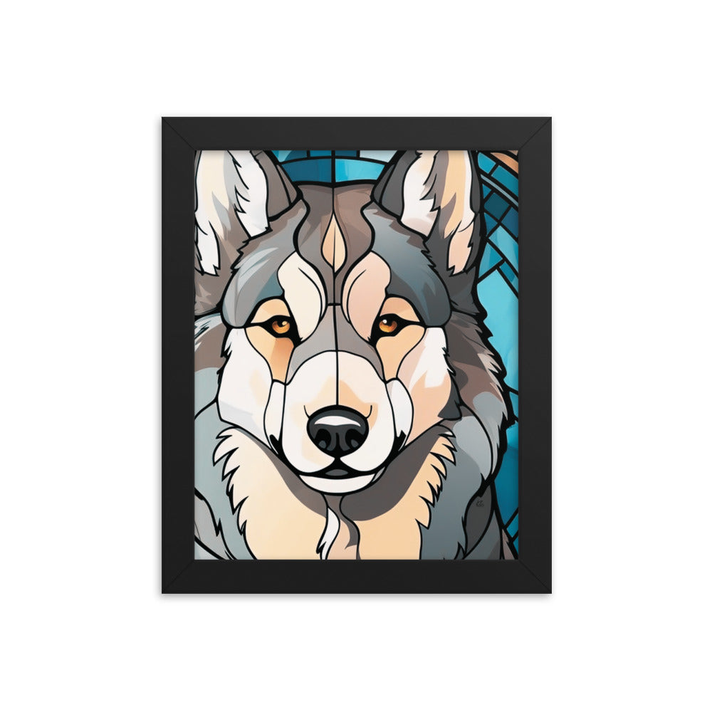 Siberian Husky Stained Glass Look Framed poster