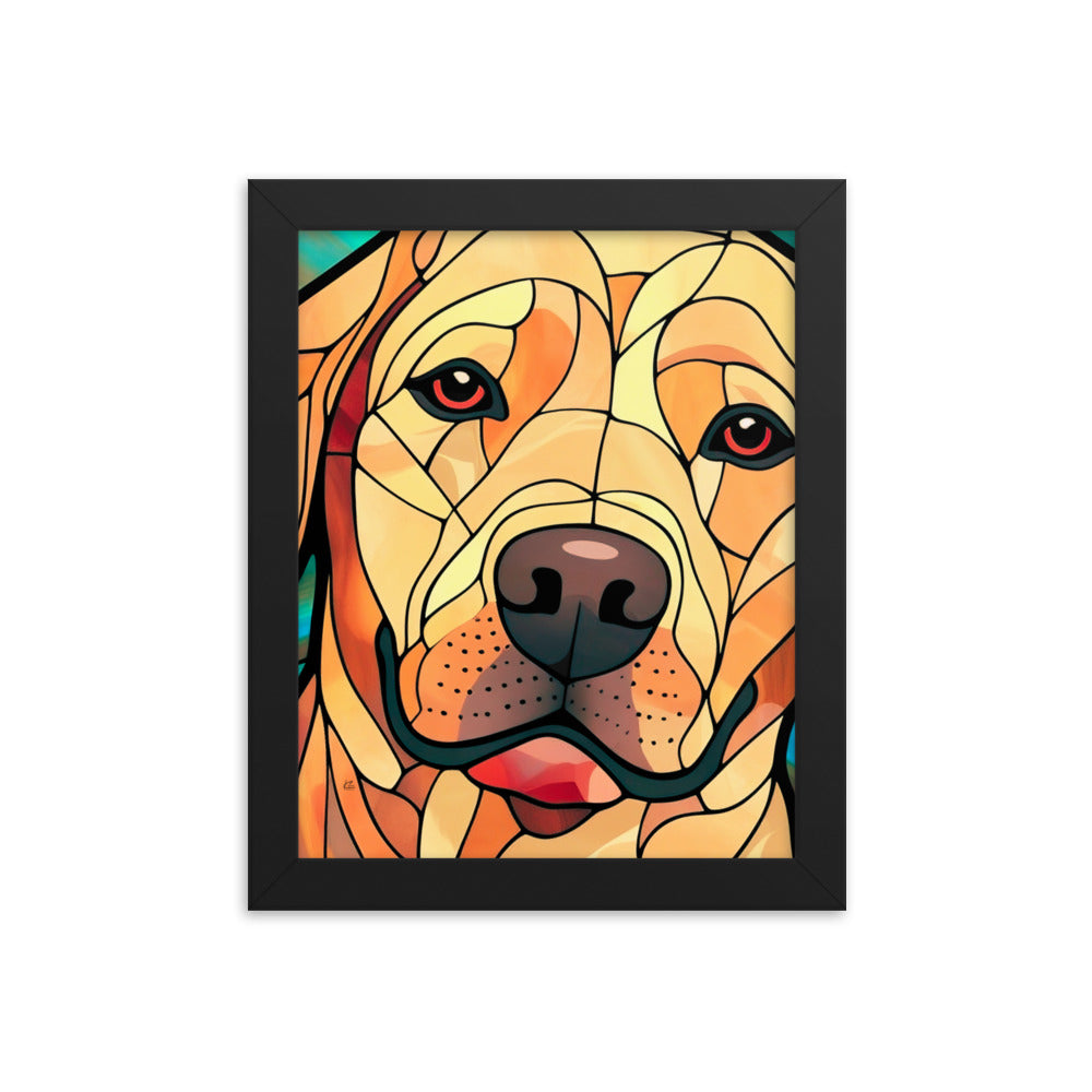 Labrador Stained Glass Look Framed poster