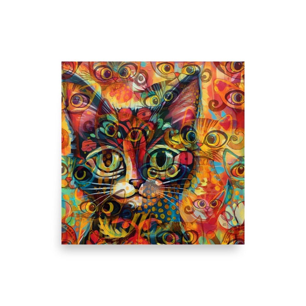 Cat Thoughts 2 Maximalist Abstract Art Poster