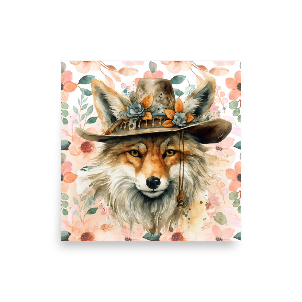 Dash Bohemian Fox in Hat Art Poster