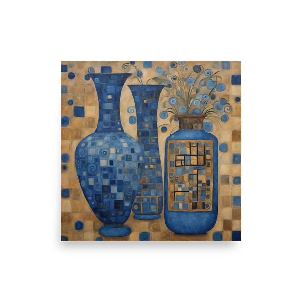 Blue Vase Trio Poster