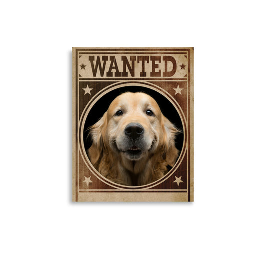 Golden Retriever Mug Shot Wanted Poster