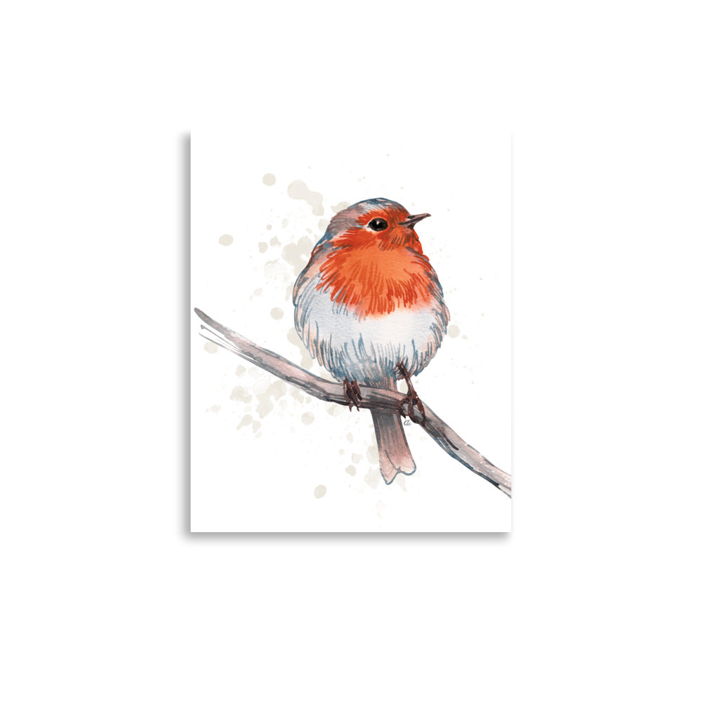 Watercolor Bird on Limb Poster