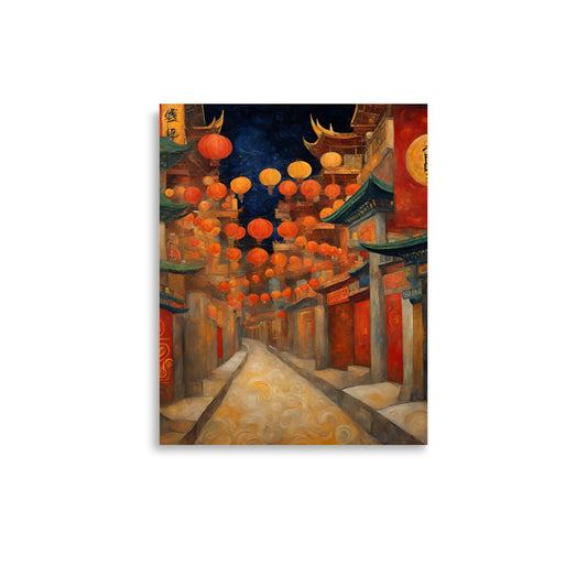 Lanterns at Night Poster