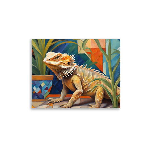 Patio Visitor Bearded Dragon Art Poster