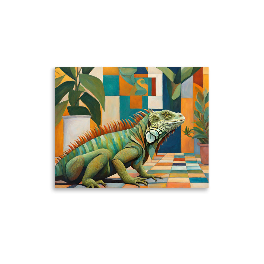 Navigating the Patio Iguana Art Poster