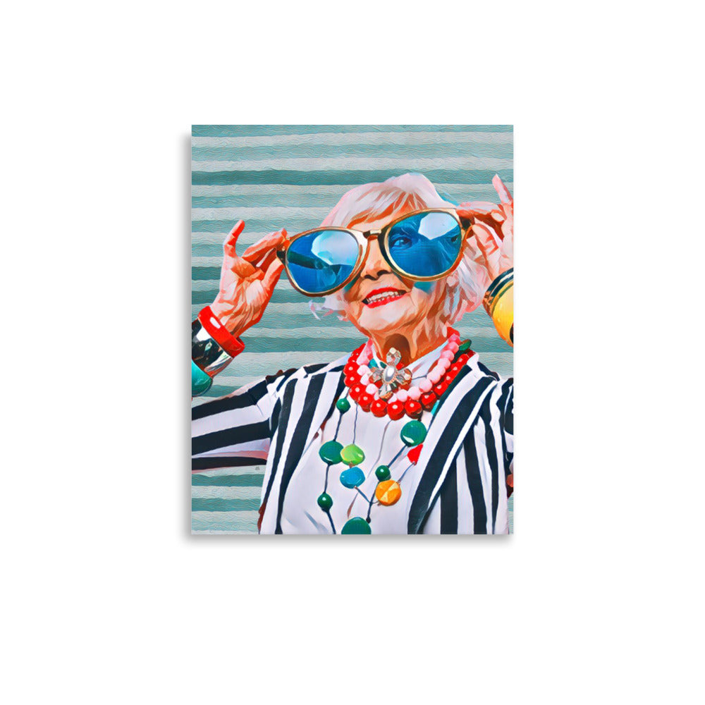 Bitsy Senior Woman in Oversized Sunglasses Art Poster