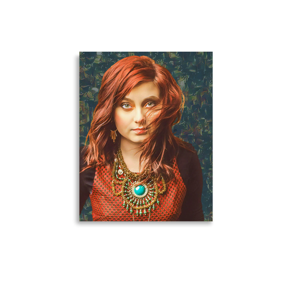 Cortania Red Haired Woman Turquoise Necklace Portrait Art Poster