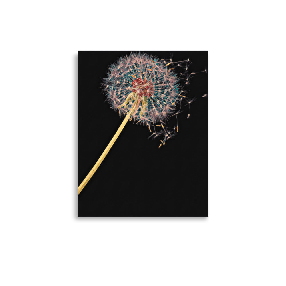 Dandelion Puffball on Black Floral Art Poster