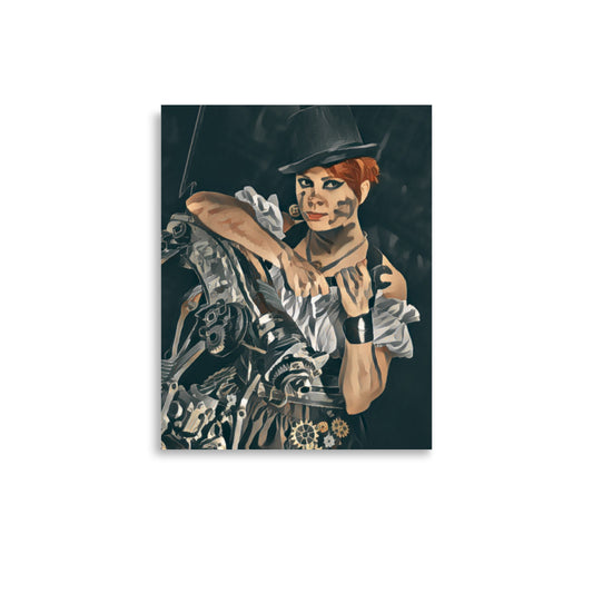 Justine Steampunk Woman Top Hat Art Poster