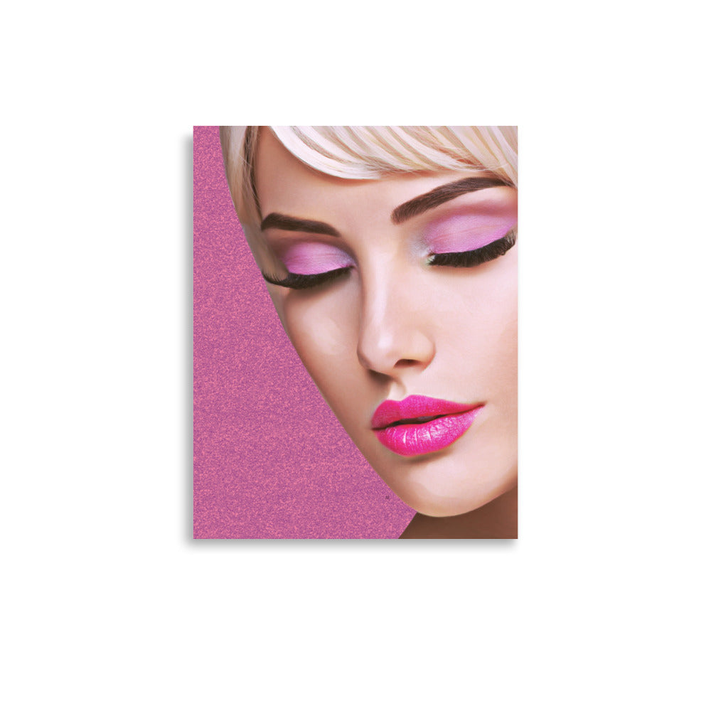 Kimber Blonde Woman with Pink Eye Shadow & Lipstick Art Poster