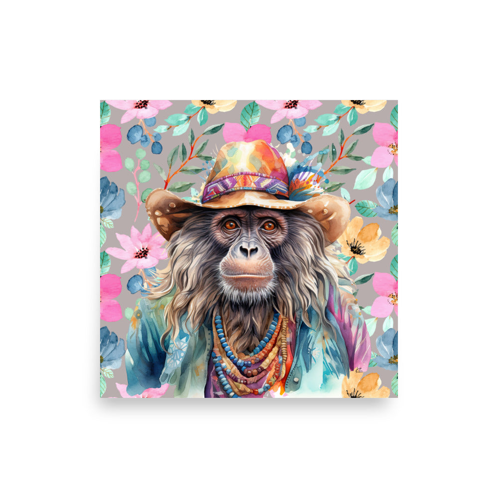 Jannis Boho Ape in Hat Poster