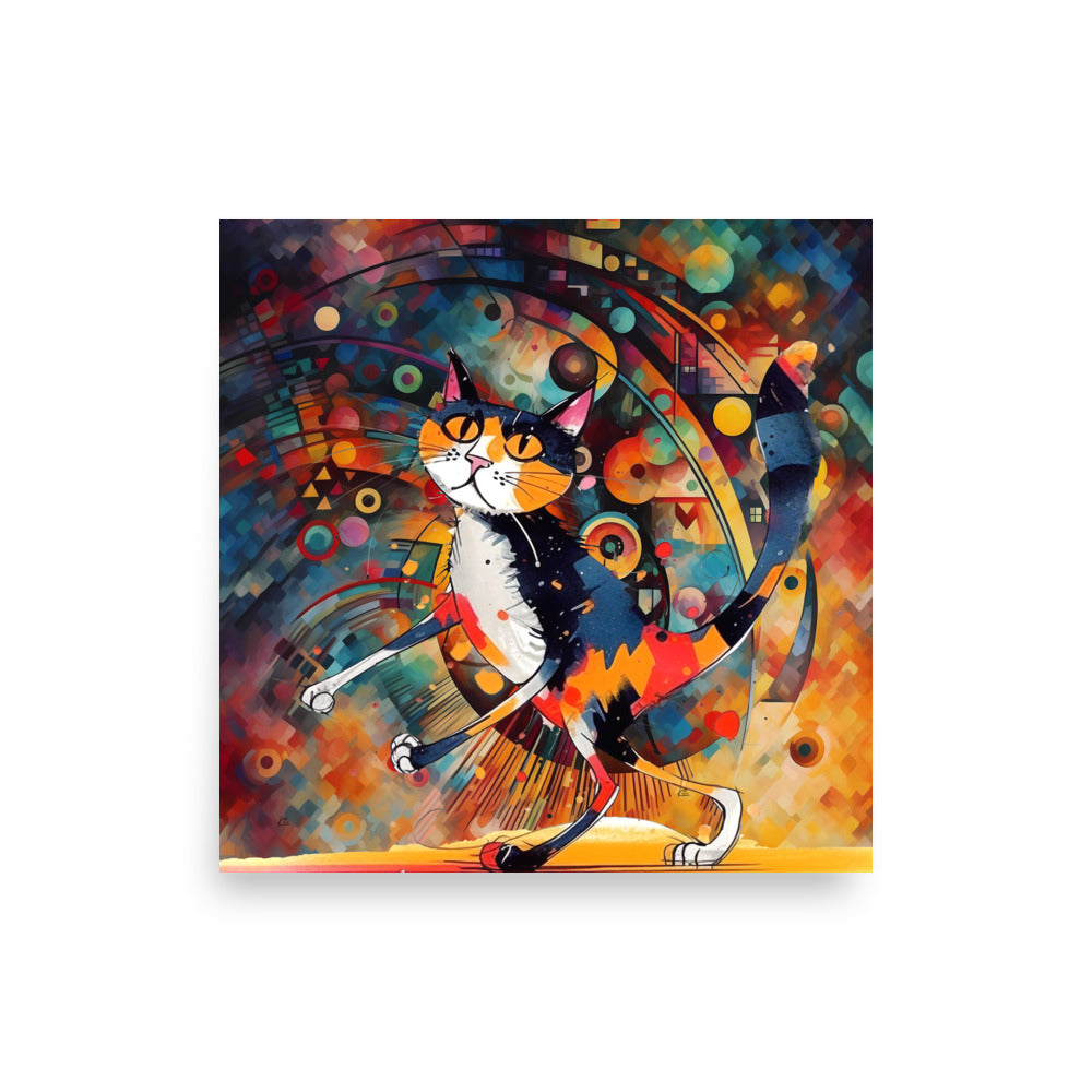 Cat Trance Bright Abstract Cat Art Poster